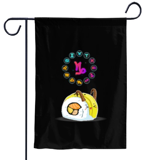 Japanese Sushi Funny Capricorn Zodiac Sushi Lover Garden Flags