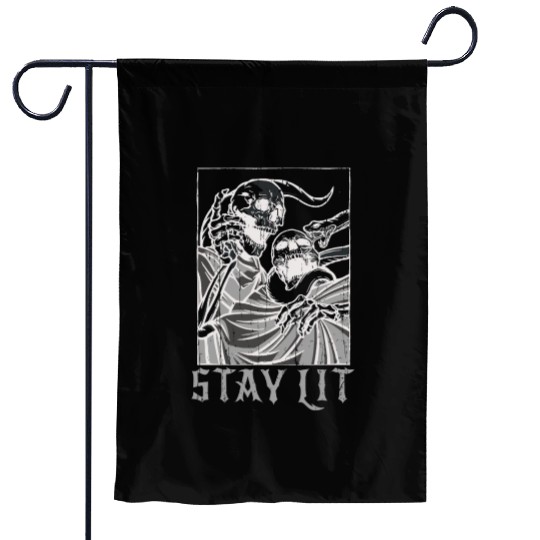 Skeleton Bones Tarot Card Occult Stay Gothic Garden Flags