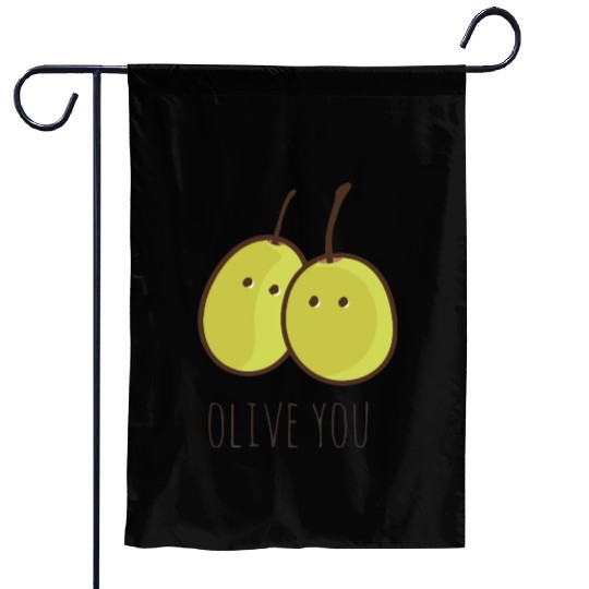 I Love You (Olive You) cute Garden Flags