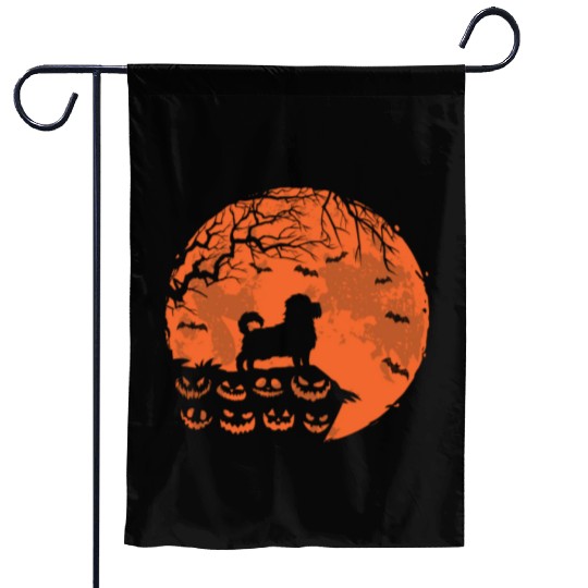 Maltese Dog And Moon Halloween Funny Dog Lover Garden Flags