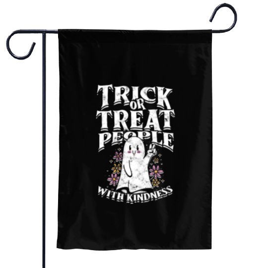 Trick or treat people with kindness - cute ghost Garden Flags
