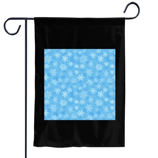 Pretty Light Blue Snowflakes Pattern Garden Flags