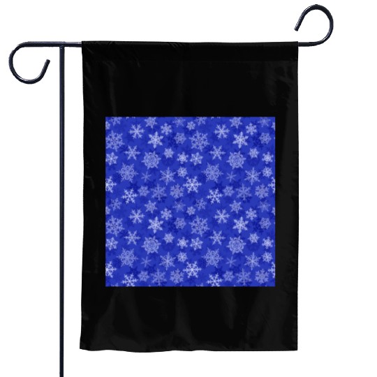 Pretty Navy Blue Snowflakes Pattern Garden Flags