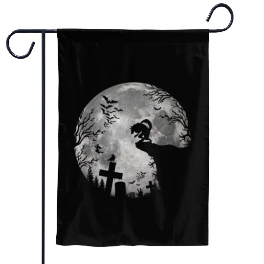 Halloween Werewolf Full Moon Bats and Black trick Garden Flags