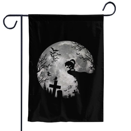 Halloween Werewolf Full Moon Bats and Black trick Garden Flags