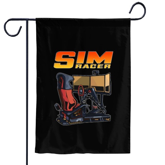 Sim Racer Driving Simulator Gamer Driver Simulator Garden Flags