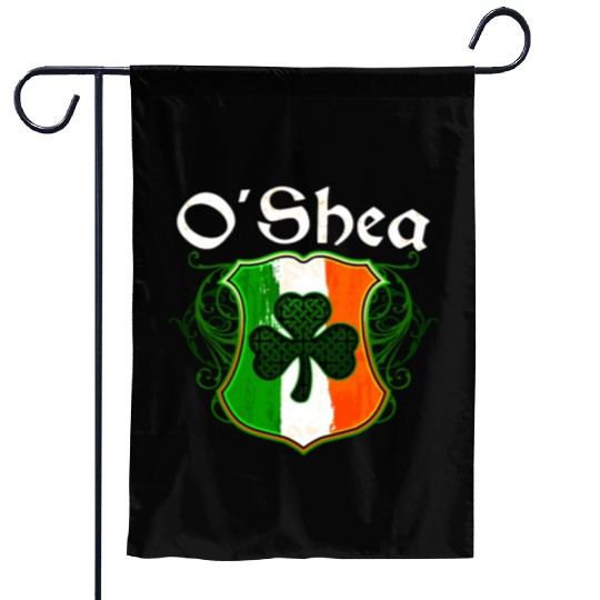 O'Shea Irish Surname Ireland Flag Shield Shamrock Garden Flags