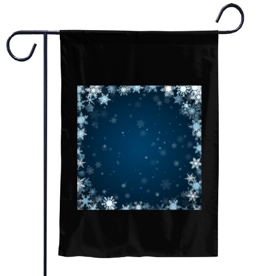 Navy Blue White Snowflakes Pattern Garden Flags
