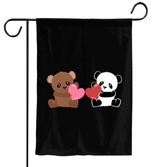Panda Bears AnimalLove Hearts Cute Friends Garden Flags