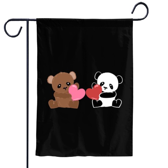 Panda Bears AnimalLove Hearts Cute Friends Garden Flags