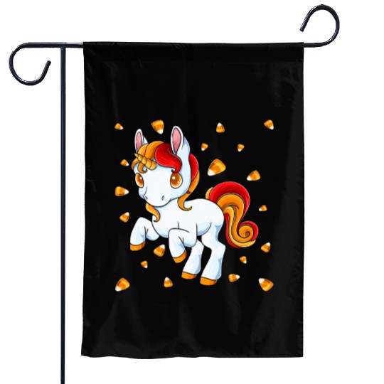 Halloween Unicorn Pony Candy Corn Halloween Garden Flags