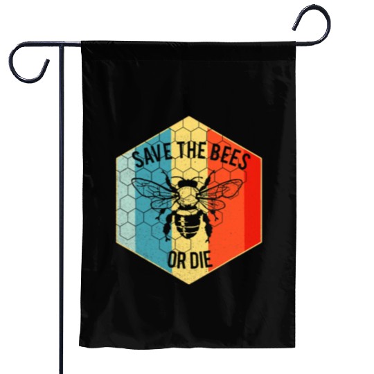 Save the Bees or Die Garden Flags Retro Beekeeper Garden Flags