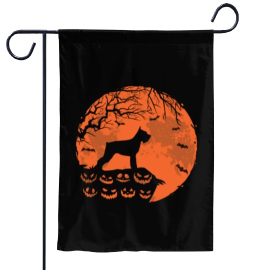 schnauzer Dog And Moon Halloween Funny Dog Lover Garden Flags