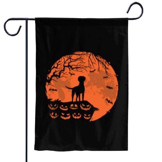Rhodesian Ridgeback And Moon Halloween Funny Dog Garden Flags