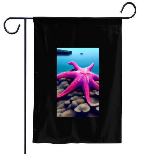 Pink starfish Garden Flags
