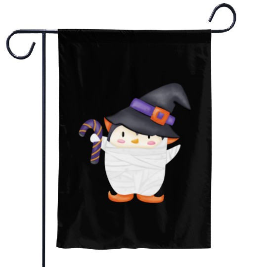 Halloween Penguin in a mummy costume Garden Flags