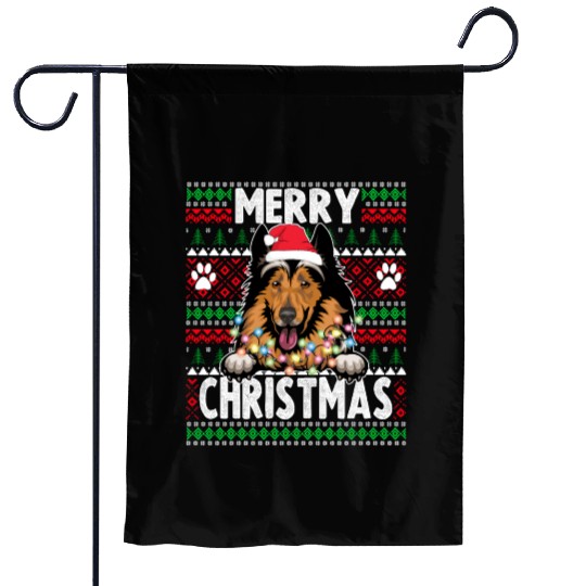 Collie Christmas Lights Dog Lovers Xmas Pajama Garden Flags
