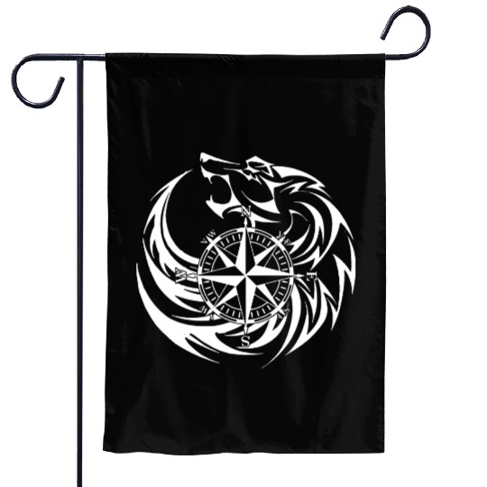 Wolf Compass Garden Flags