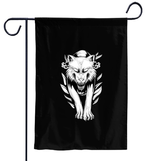 Angry Demon Wolf Garden Flags