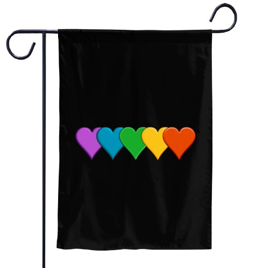Rainbow pride hearts Garden Flags