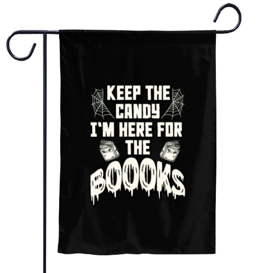 Here for The Books Funny Book Lover Halloween Garden Flags