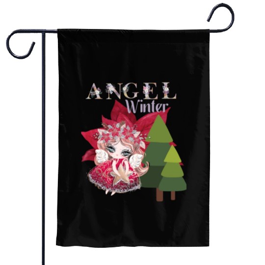 Winter Angel Christmas Tree Poinsettia Garden Flags