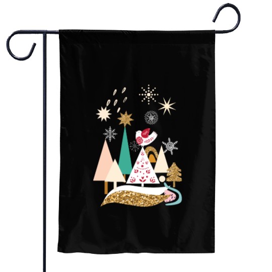 Christmas Winter Scandinavian Trees Snow Garden Flags