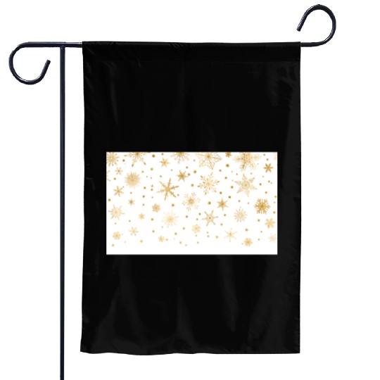 Snowflakes Pattern Elegant White Gold Garden Flags