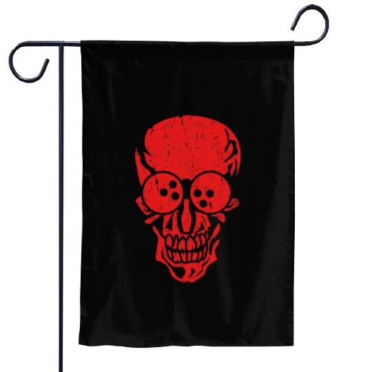Bowling Skull Graphic Bowling Game Lover Bowler Garden Flags