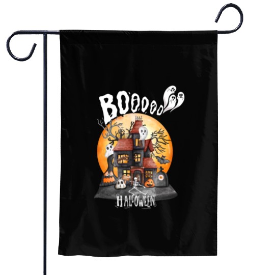 booooooooooo halloween town Garden Flags