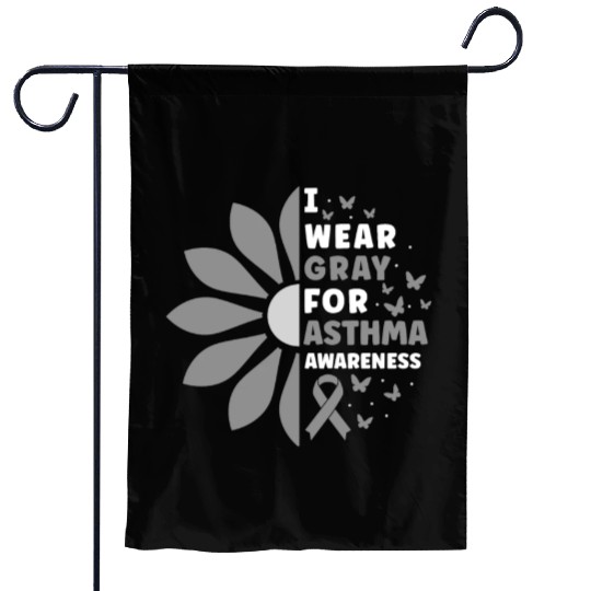 I Wear Grey For Asthma Awareness Gray Ribbon Garden Flags
