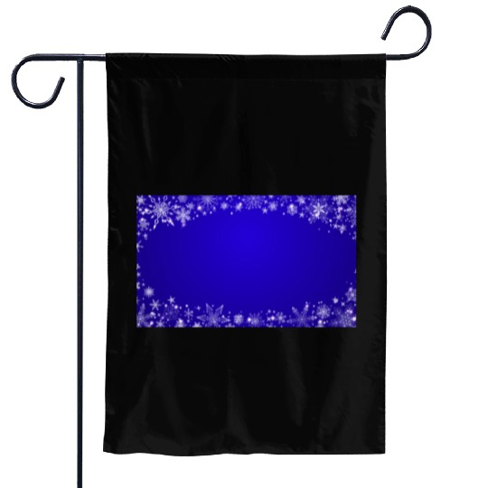 Modern Navy Blue Snowflakes Pattern Garden Flags