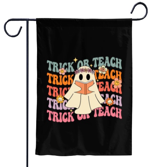 Groovy Trick or Teach Boo Ghost Pre-K Teacher Life Garden Flags