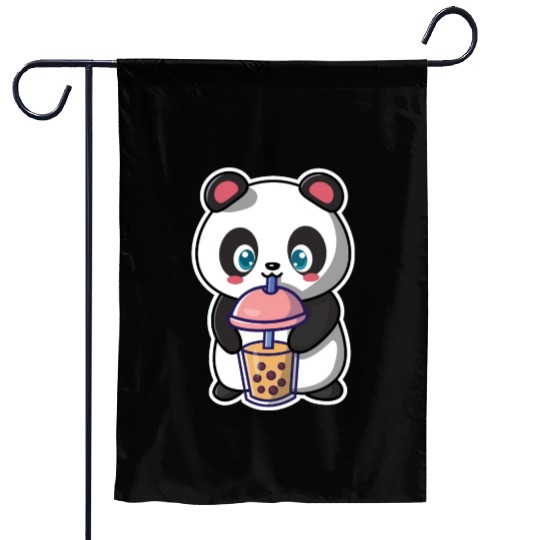 Panda Bear Boba Milk Tea Funny Bubble Tea Lovers Garden Flags
