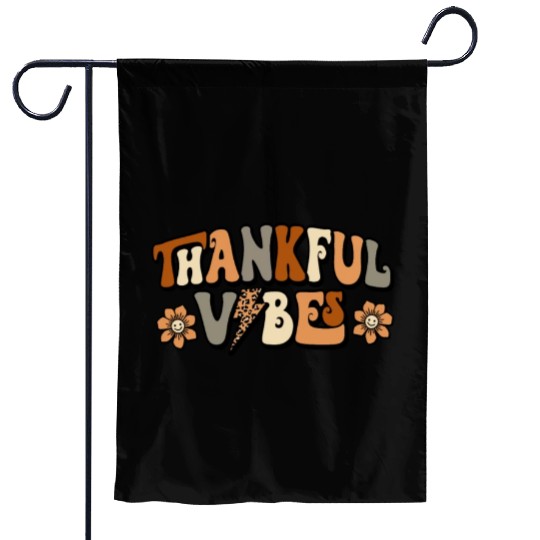 Retro Thankful Vibes Leopard Print Garden Flags