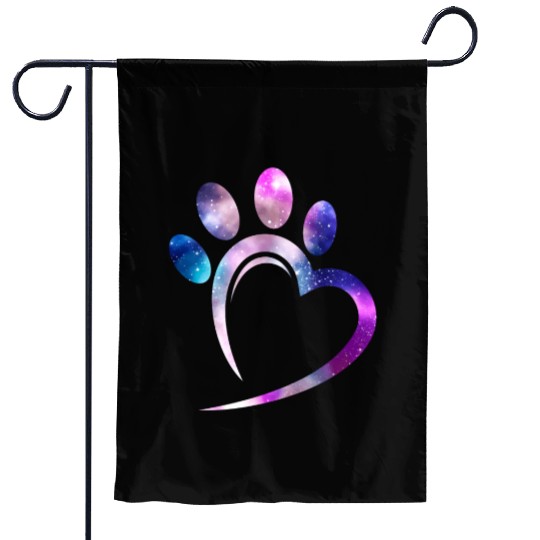 Galaxy Cat Paw Heart Cat Lover Garden Flags