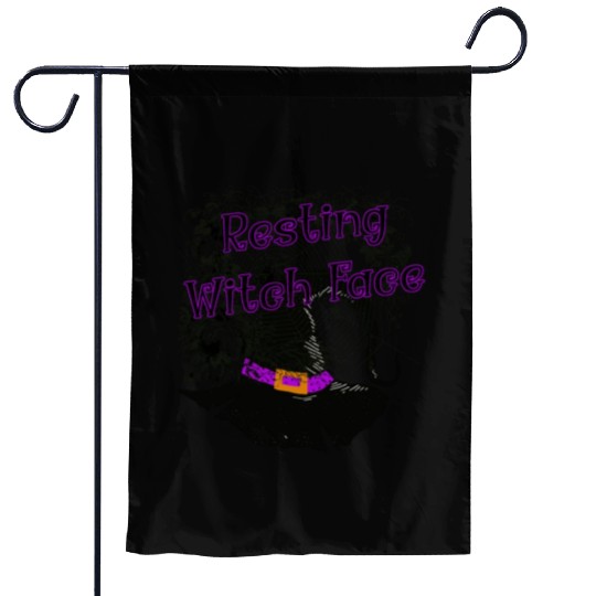 Resting Witch Face - Halloween Spider Web Garden Flags