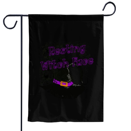 Resting Witch Face - Halloween Spider Web Garden Flags
