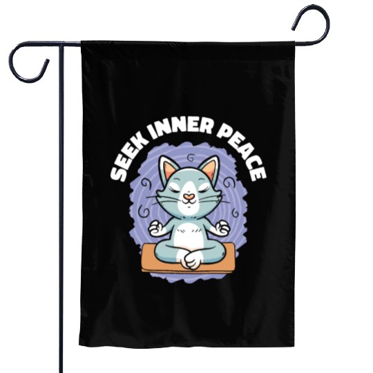Serenity Cat Yoga Cat Owner Meditation Yoga Fan Garden Flags
