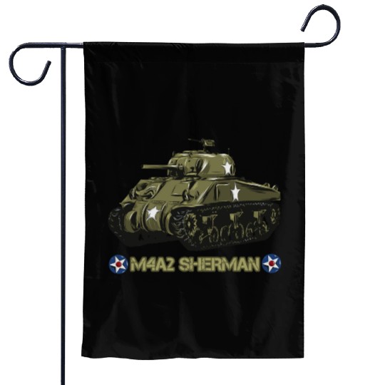 World War 2 American Tank M4A2 Sherman Garden Flags