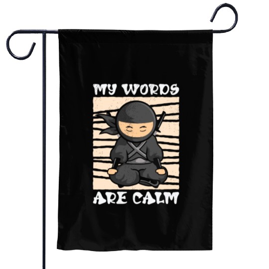 Serenity Ninja Fan Calm Yoga Lover Peaceful Garden Flags