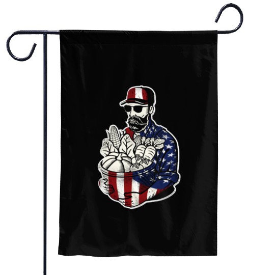 Farming Farmer American Flag Us Garden Flags