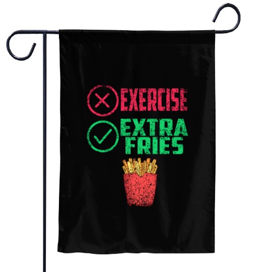 Exercise Extra Fries Workout Chips Gym Garden Flags