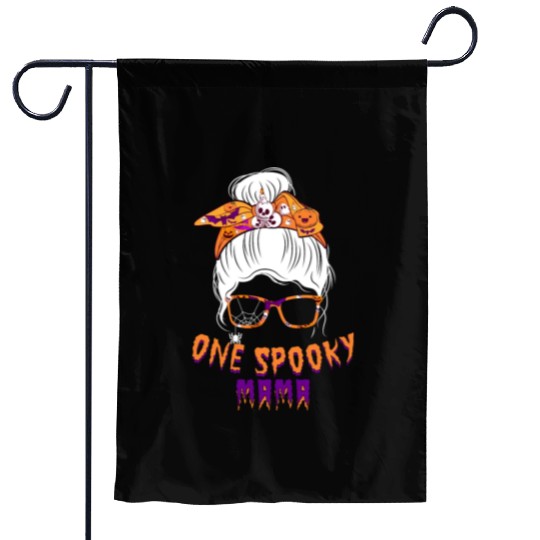 One Spooky Mama Skull Pumpkin Halloween Garden Flags
