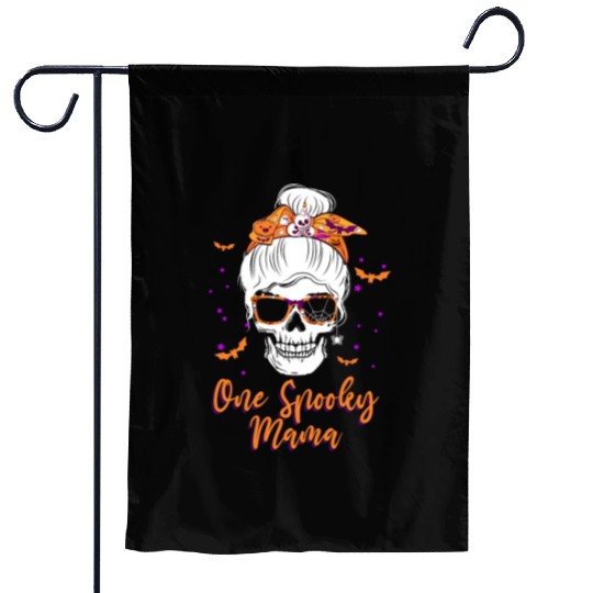 One Spooky Mama Skull Pumpkin Halloween Garden Flags