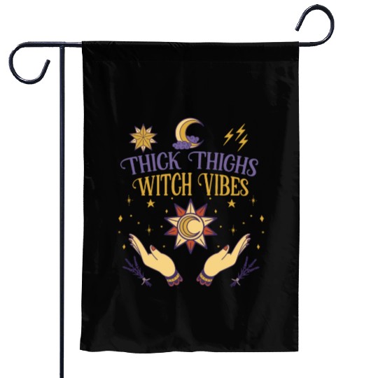 Thick Thighs Witch Vibes Goth Halloween Garden Flags