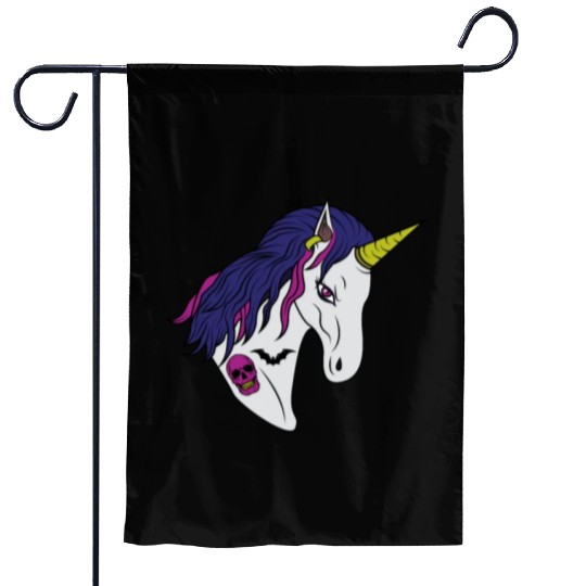 Goth Unicorn Zombie Gothic Occult Halloween Garden Flags