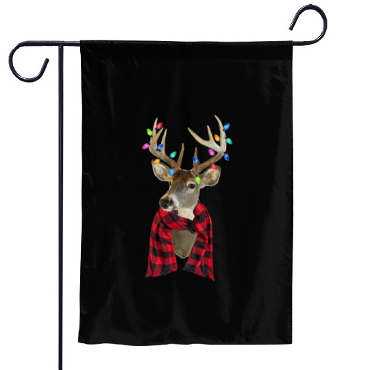 Reindeer Plaid Deer Buffalo Holiday Christmas Garden Flags