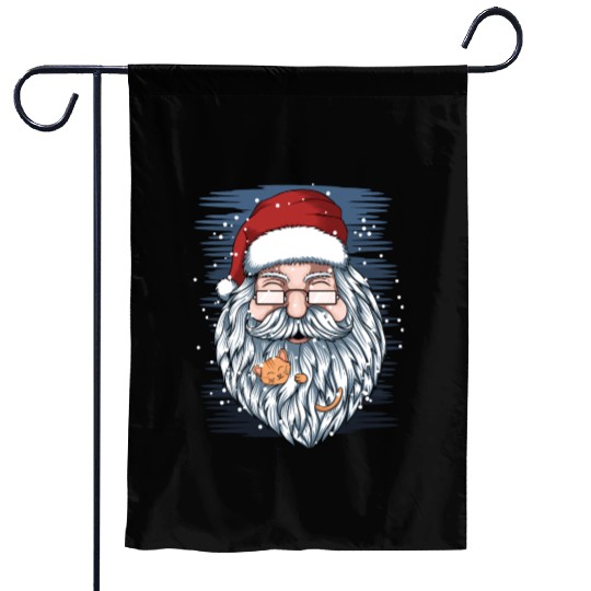 santa and kittens merry christmas Garden Flags
