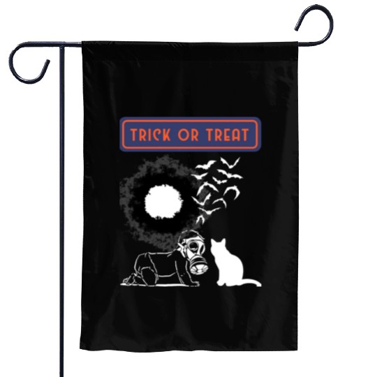trick or cat or Treat Halloween Funny Novelty 80s Garden Flags